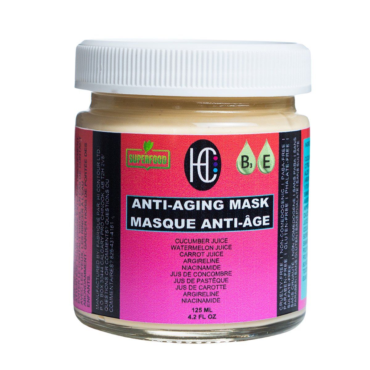 anti-aging-mask-img1.jpg Anti-Aging Face Mask – Weekly Rejuvenating Treatment | Fresh Cucumber, Watermelon & Carrot Juice + Argireline + Niacinamide (Vitamin B3) + Vitamin E | 125mL - Image 1