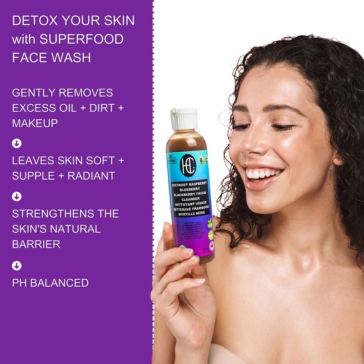 beetroot-cleanser-img5.jpg Beetroot & Berry Antioxidant Facial Cleanser – Daily Hydrating Face Wash with Vitamin C & B5 | Removes Oil, Dirt & Makeup | 118mL / 4 fl oz - Image 4