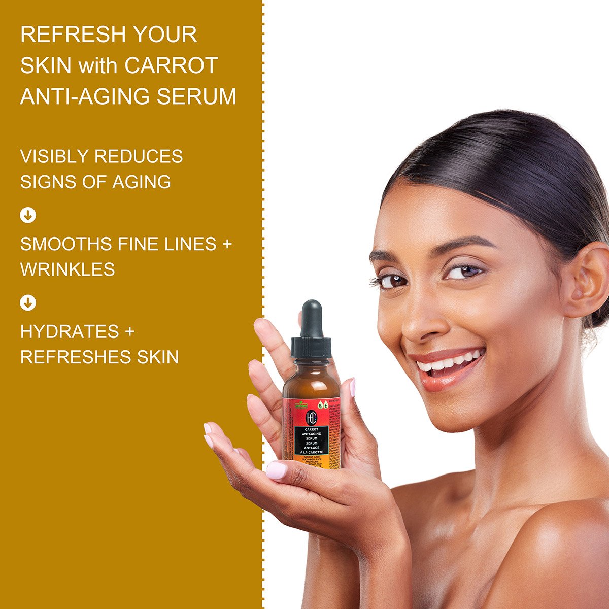 carrot-aging-serum-img4.jpg Carrot Anti-Aging Serum – Daily Hydrating & Brightening Face Serum | Carrot Juice + Cucumber Juice + Argireline + Hyaluronic Acid | 30mL - Image 4