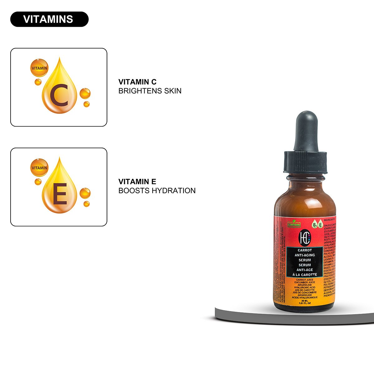 carrot-aging-serum-img7.jpg Carrot Anti-Aging Serum – Daily Hydrating & Brightening Face Serum | Carrot Juice + Cucumber Juice + Argireline + Hyaluronic Acid | 30mL - Image 7