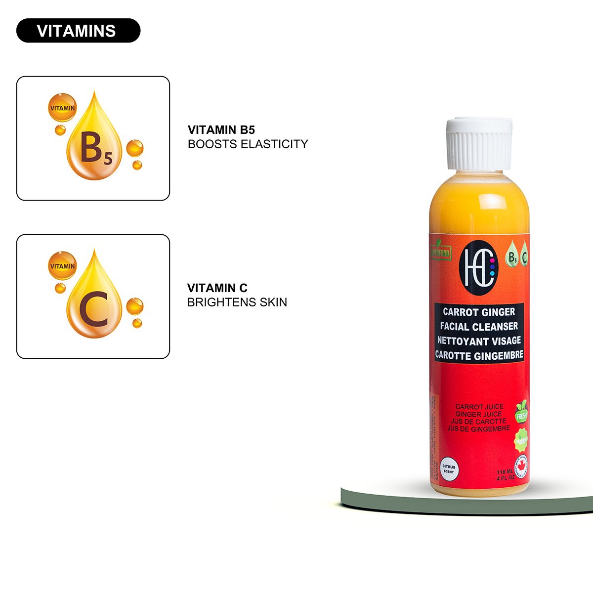 carrot-cleanser-img11.jpg Carrot & Ginger Facial Cleanser – Daily Hydrating Face Wash | Fresh Carrot & Ginger Juice | Avocado Oil, Vitamin B5 & Vitamin C | 118mL - Image 7