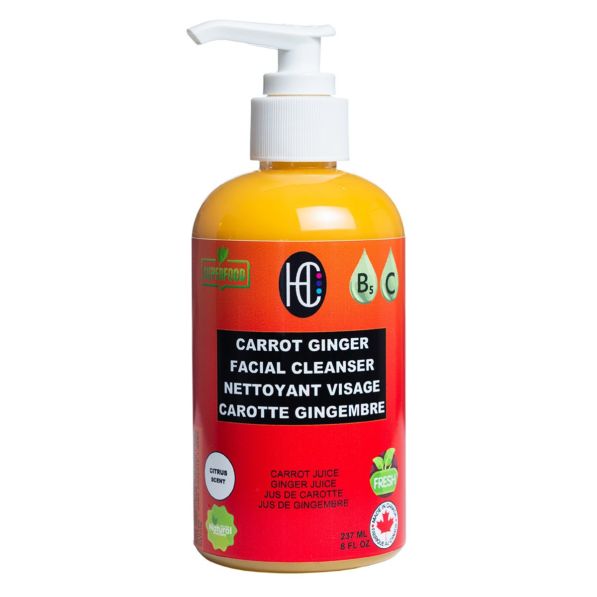carrot-cleanser-img2.jpg Carrot Ginger Facial Cleanser – Brightening Daily Face Wash with Vitamin C & B5 | Removes Oil, Dirt & Makeup | 237ml / 8 fl oz - Image 1