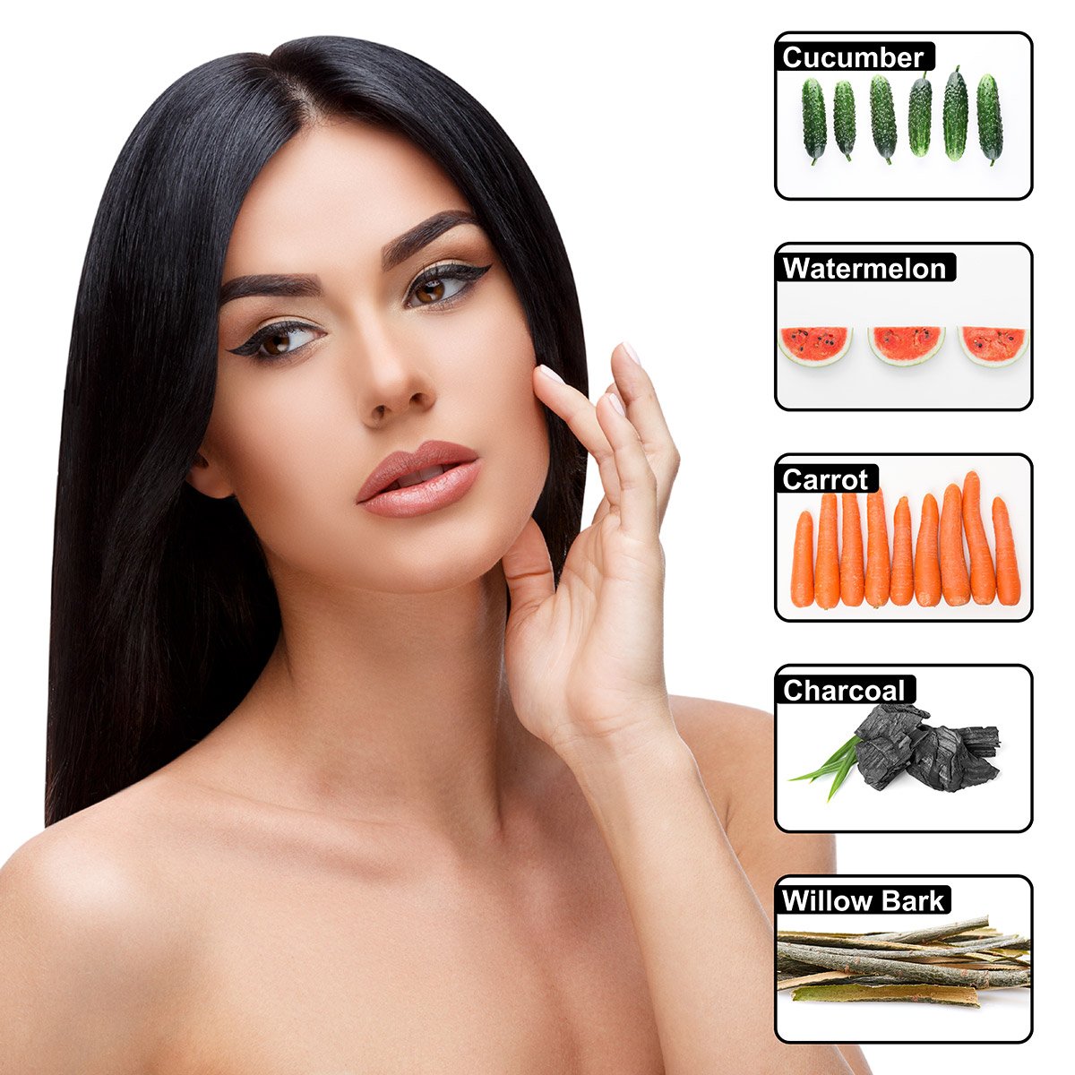 charcol-mask-img3.jpg Charcoal Purifying Face Mask – Weekly Detox & Pore-Clearing Treatment | Charcoal + Willow Bark + Fresh Cucumber, Watermelon & Carrot Juice + Vitamin E | 125mL - Image 3