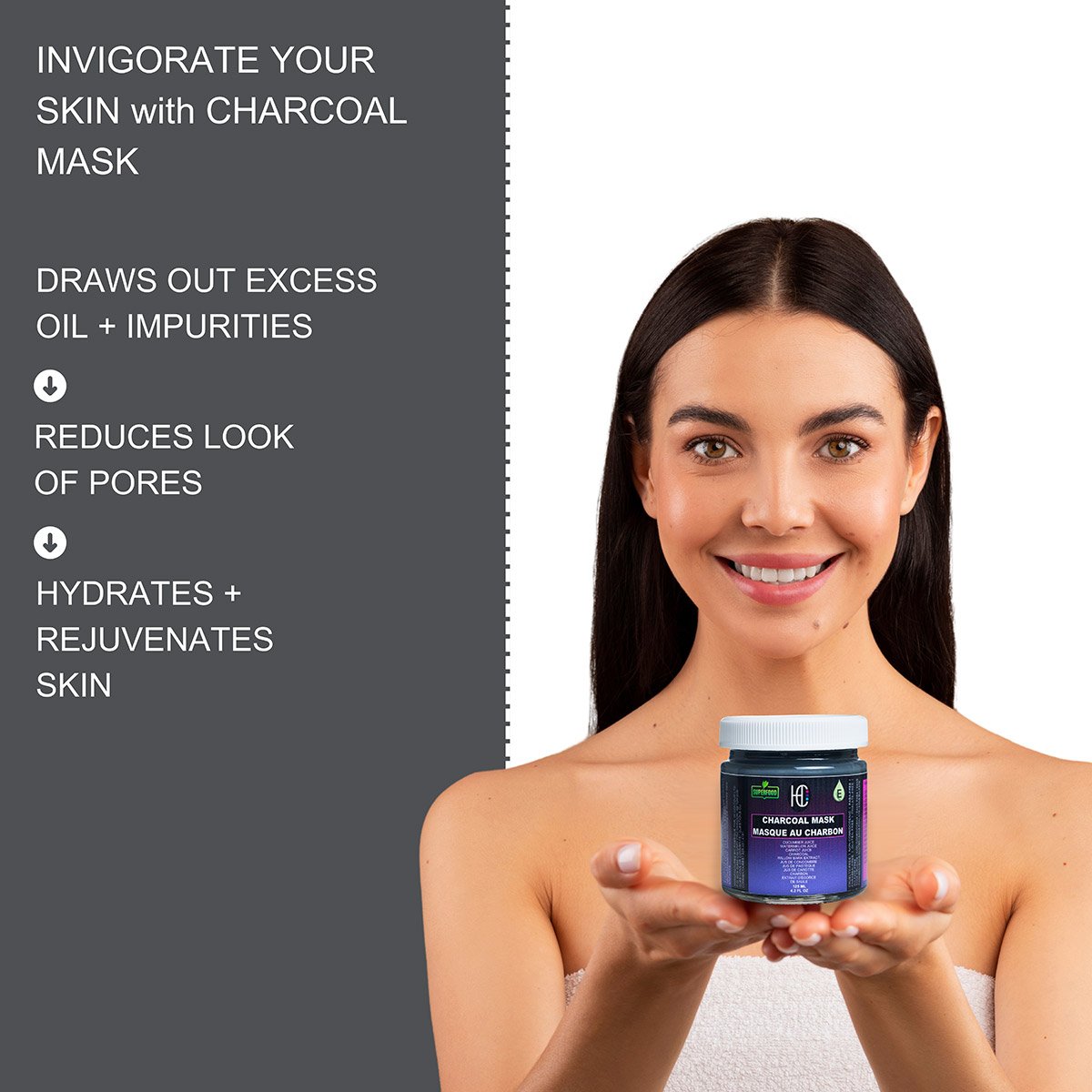 charcol-mask-img4.jpg Charcoal Purifying Face Mask – Weekly Detox & Pore-Clearing Treatment | Charcoal + Willow Bark + Fresh Cucumber, Watermelon & Carrot Juice + Vitamin E | 125mL - Image 4