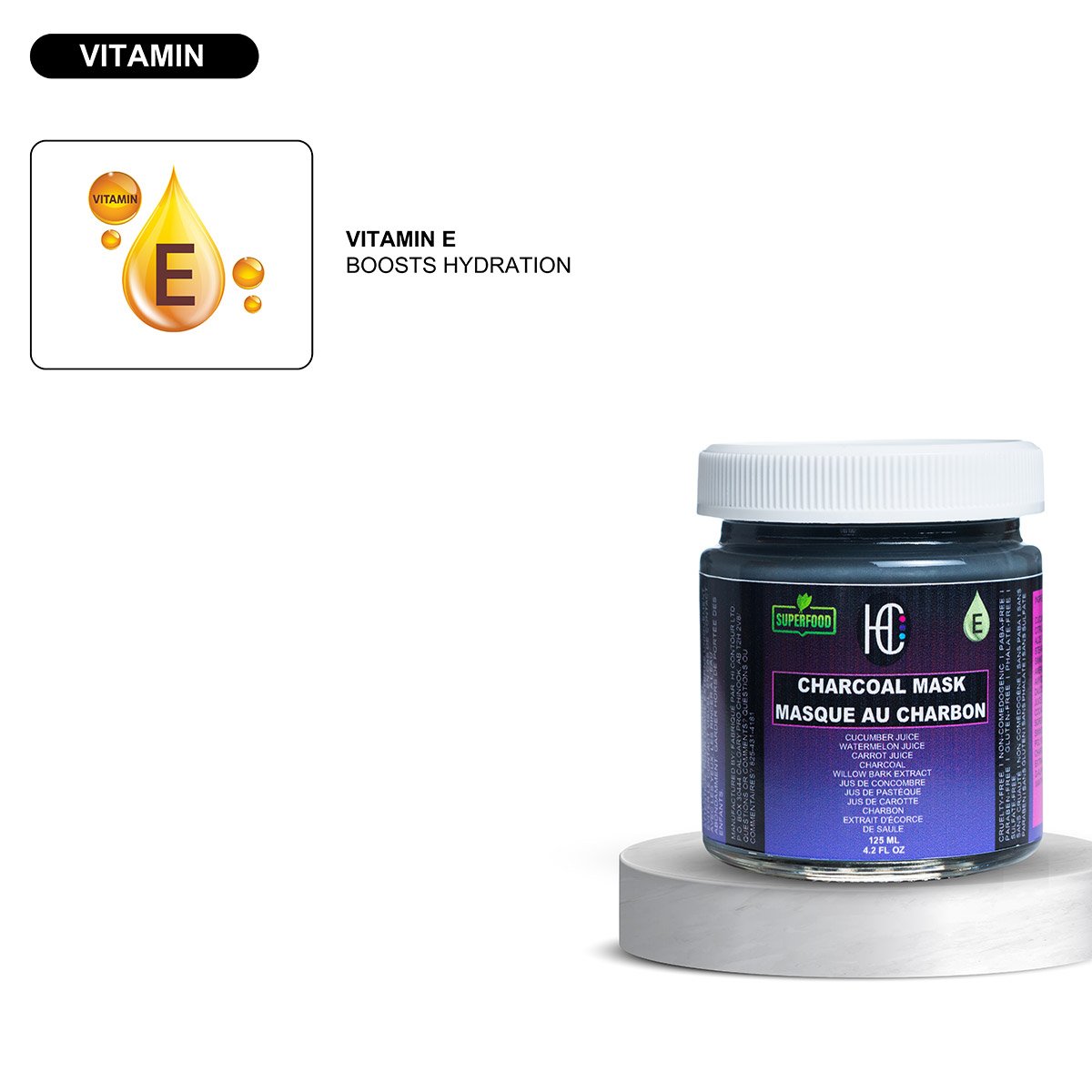 charcol-mask-img7.jpg Charcoal Purifying Face Mask – Weekly Detox & Pore-Clearing Treatment | Charcoal + Willow Bark + Fresh Cucumber, Watermelon & Carrot Juice + Vitamin E | 125mL - Image 7