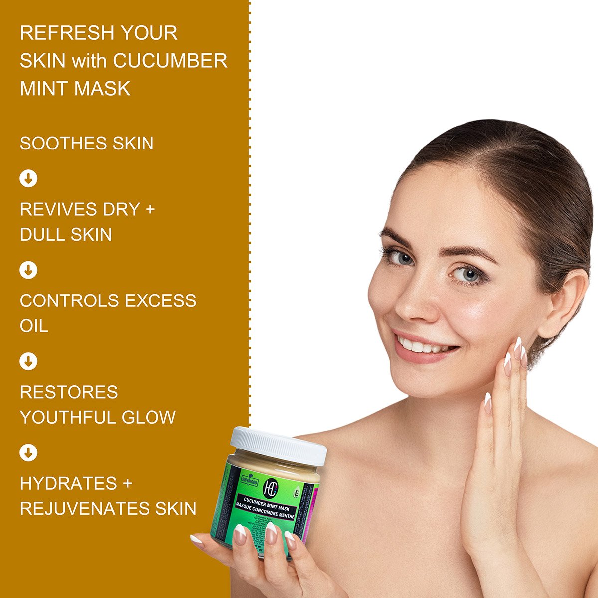 cucumber-mint-mask-img4.jpg Mint Cucumber Face Mask – Weekly Soothing & Refreshing Treatment | Fresh Cucumber, Watermelon & Carrot Juice + Matcha, Turmeric & Peppermint | Hydrating with Vitamin E | 125mL - Image 4
