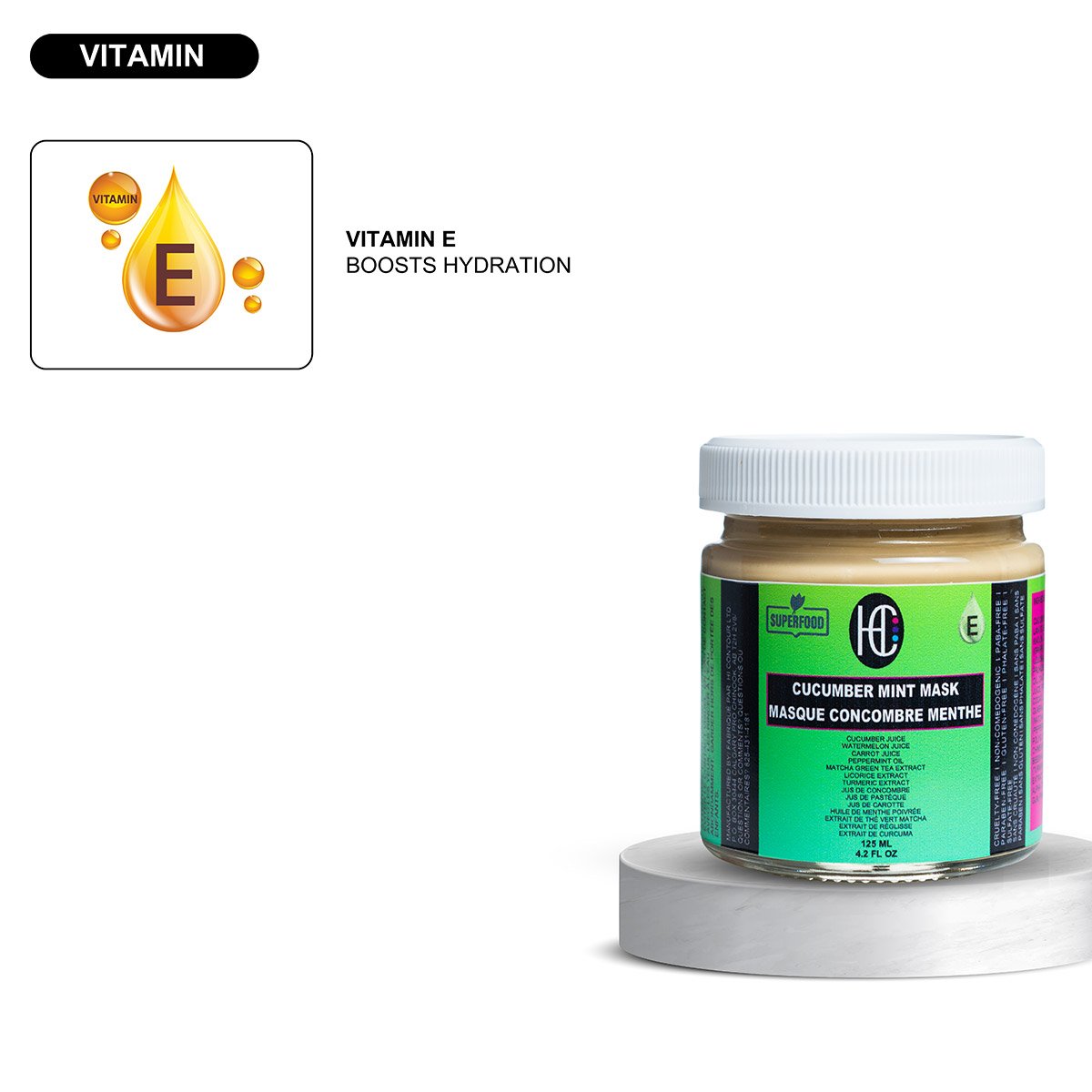 cucumber-mint-mask-img7.jpg Mint Cucumber Face Mask – Weekly Soothing & Refreshing Treatment | Fresh Cucumber, Watermelon & Carrot Juice + Matcha, Turmeric & Peppermint | Hydrating with Vitamin E | 125mL - Image 7