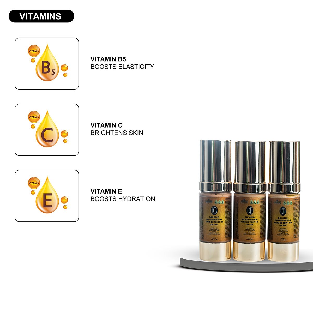 dewy-foundation-img6.jpg 24K Gold HD Foundation – Flawless Radiance & Anti-Aging Coverage | Hyaluronic Acid + Vitamins B5, C, E | 30ml / 1.01 fl oz - Image 7