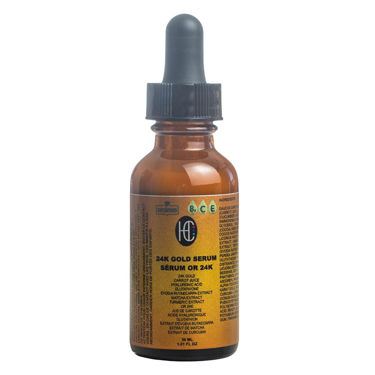 gold-serum-img1.jpg 24K Gold Radiance Serum – Anti-Aging Daily Face Elixir | Fresh Carrot Juice, Hyaluronic Acid, Glutathione & Vitamins B5, C, E | Matcha & Turmeric | 30mL / 1.01 fl oz - Image 1
