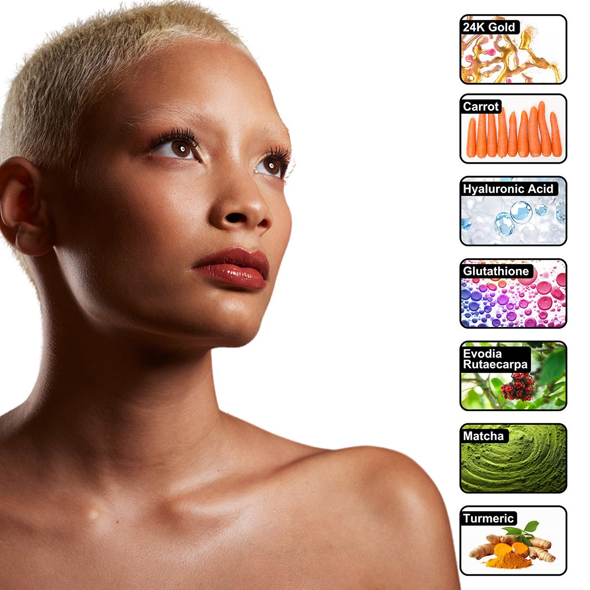 gold-serum-img3.jpg 24K Gold Radiance Serum – Anti-Aging Daily Face Elixir | Fresh Carrot Juice, Hyaluronic Acid, Glutathione & Vitamins B5, C, E | Matcha & Turmeric | 30mL / 1.01 fl oz - Image 3