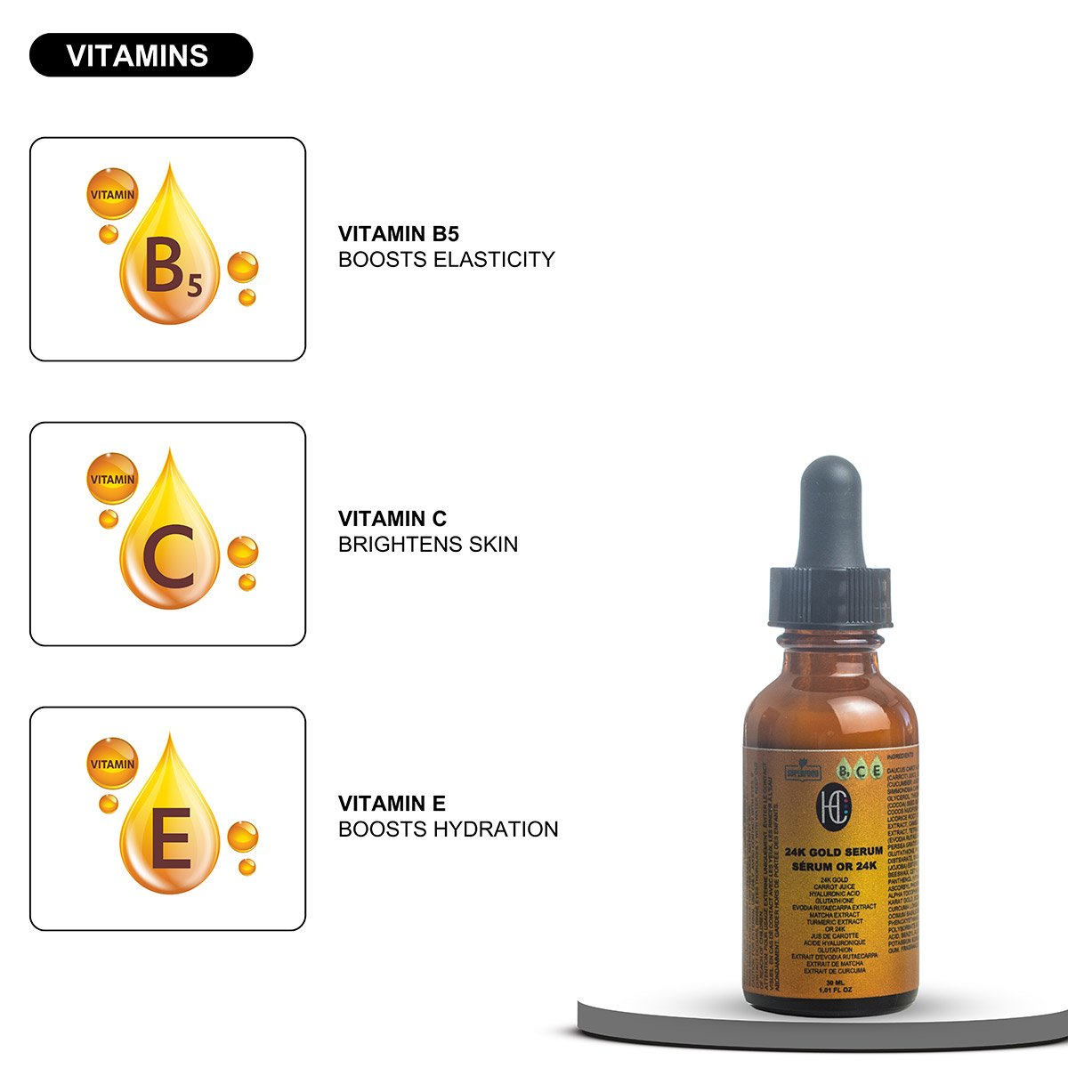 gold-serum-img7.jpg 24K Gold Radiance Serum – Anti-Aging Daily Face Elixir | Fresh Carrot Juice, Hyaluronic Acid, Glutathione & Vitamins B5, C, E | Matcha & Turmeric | 30mL / 1.01 fl oz - Image 7