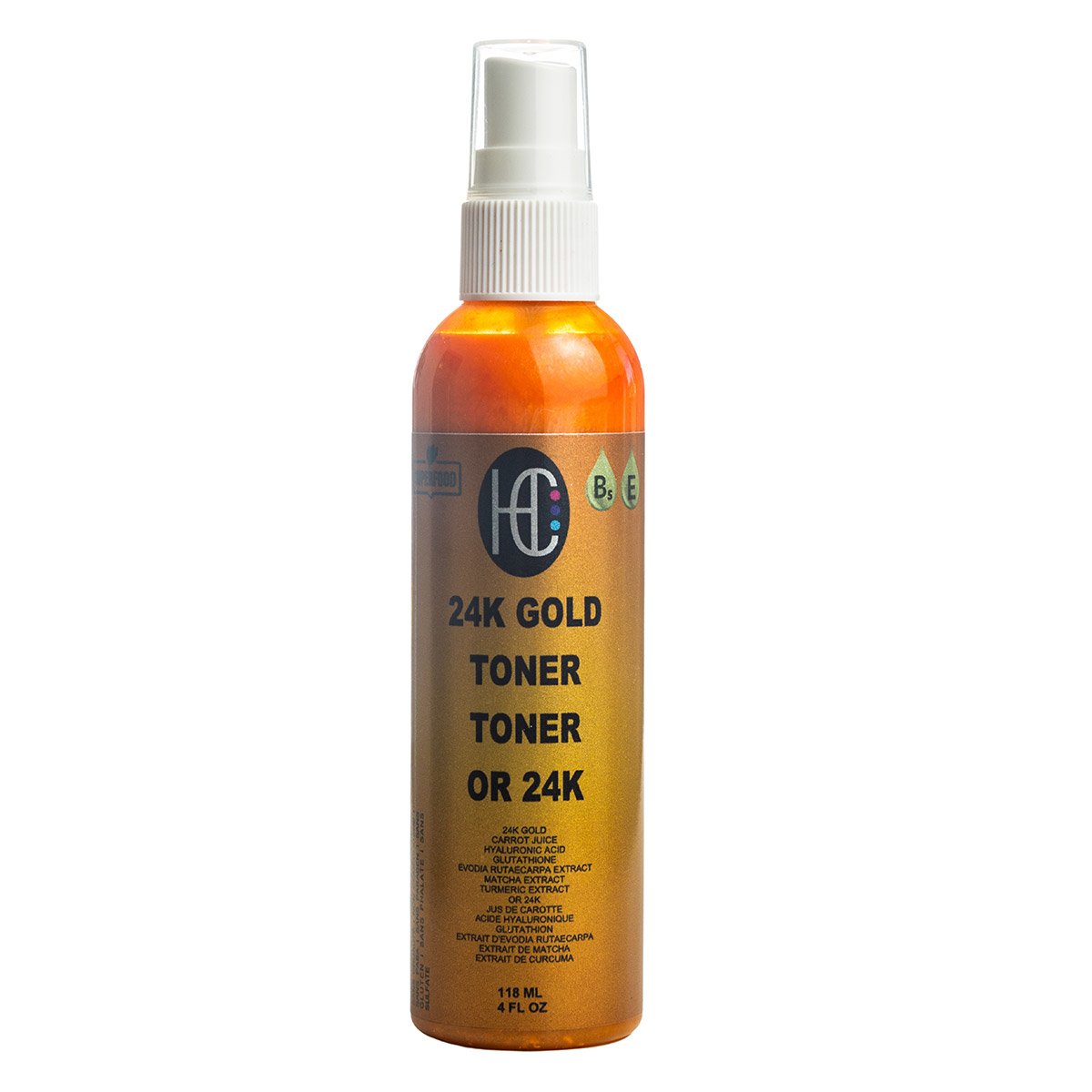 gold-toner-img1.jpg 24K Gold Radiance Toner – Pore-Tightening Anti-Aging Face Elixir | Fresh Carrot Juice, Hyaluronic Acid, Glutathione & Vitamins B5 & E | Matcha & Turmeric | 118mL / 4 fl oz - Image 1