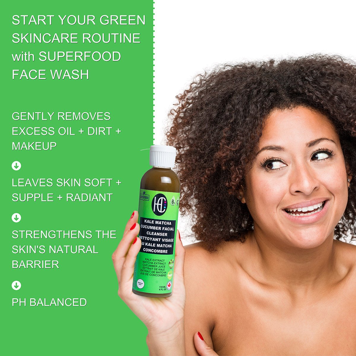 kale-matcha-cleanser-img5.jpg Kale Matcha Cucumber Facial Cleanser – Hydrating Daily Face Wash with Vitamin C & B5 | Removes Oil, Dirt & Makeup | 118ml / 4 fl oz - Image 4