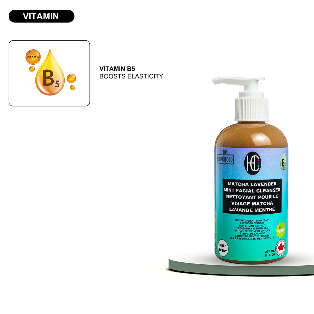 matcha-lavender-cleanser-img11.jpg Matcha Lavender Mint Facial Cleanser – Hydrating Daily Face Wash with Plant-Based Extracts | Removes Dirt, Oil & Makeup | 237mL / 8 fl oz - Image 7