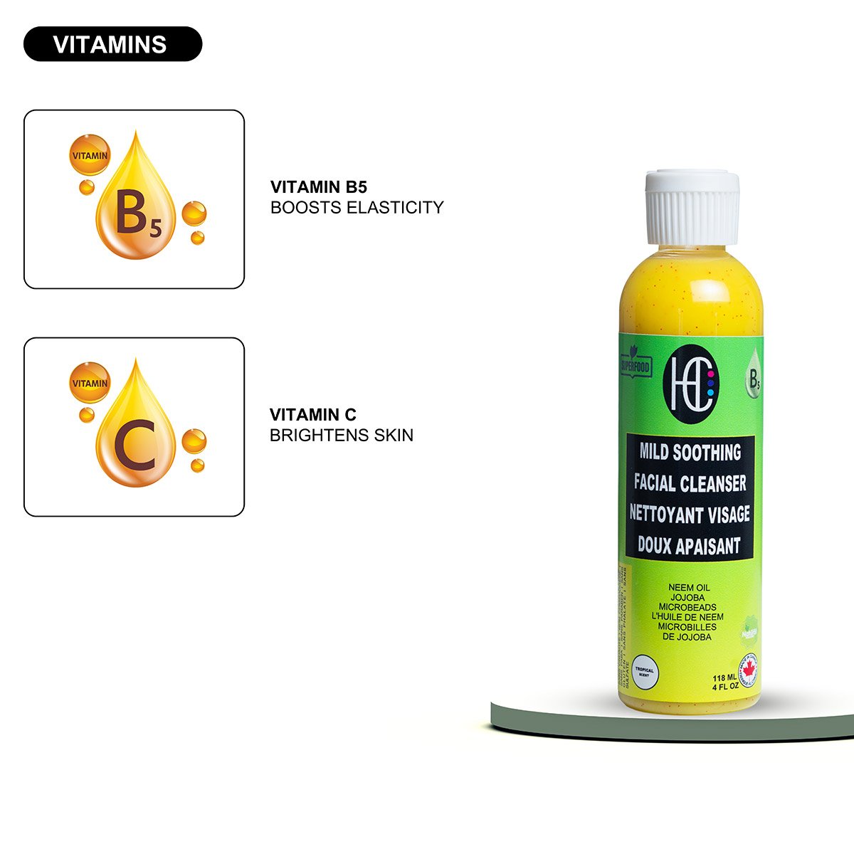 mild-cleanser-img11.jpg Mild Soothing Facial Cleanser – Daily Hydrating Face Wash with Neem Oil & Jojoba Microbeads | Vitamin B5 & Avocado Oil | 118mL / 4 fl oz - Image 7